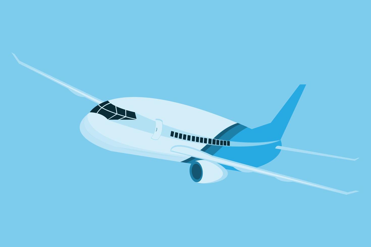 commercial airplane vector in blue gradient color