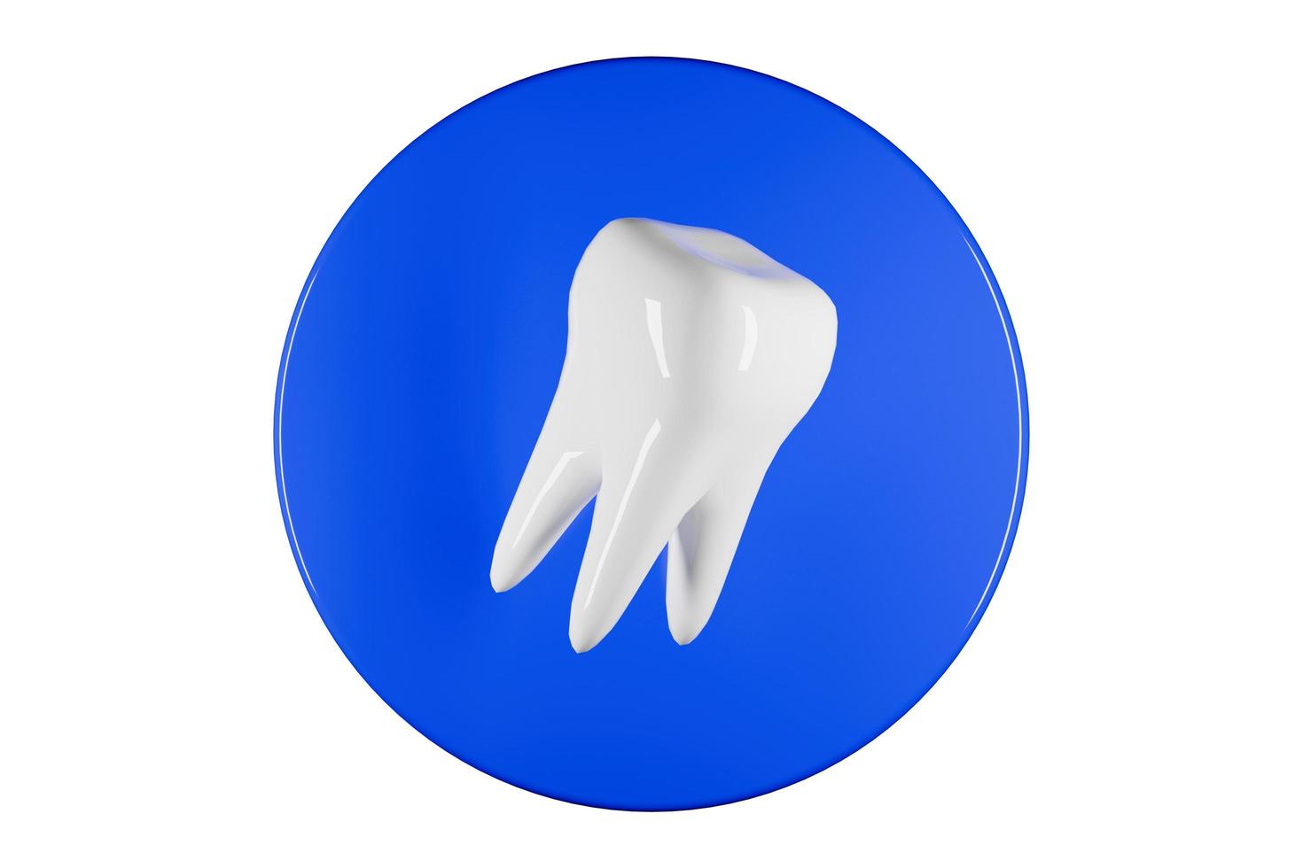 diente blanqueador en podio azul. logotipo de presentación 3d de la clínica dental. foto