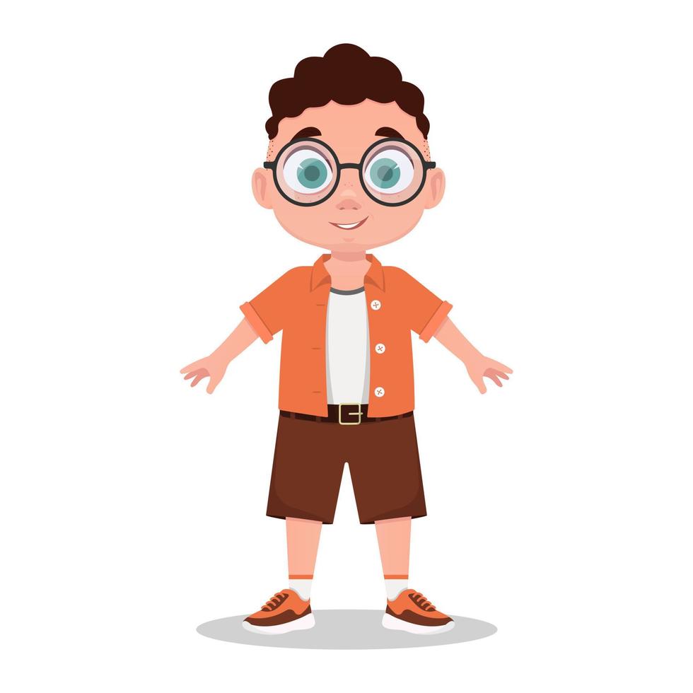 Cute boy with glasses, schoolboy vector