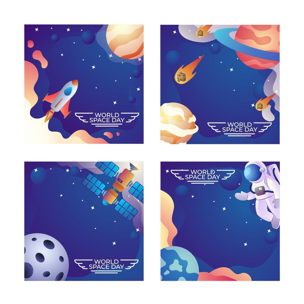 World Space Day Social Media Template vector