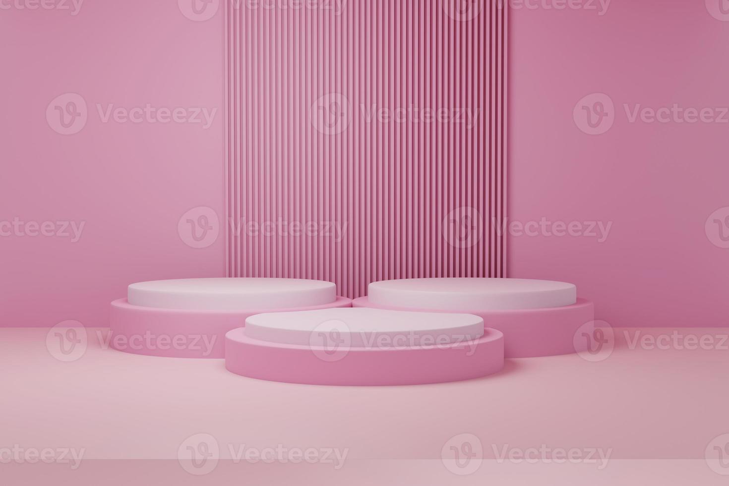 3D Rendering Abstract background with realistic basic geometry cylinder pedestal podium. Minimal scene for product display presentation and exhibition mockup photo