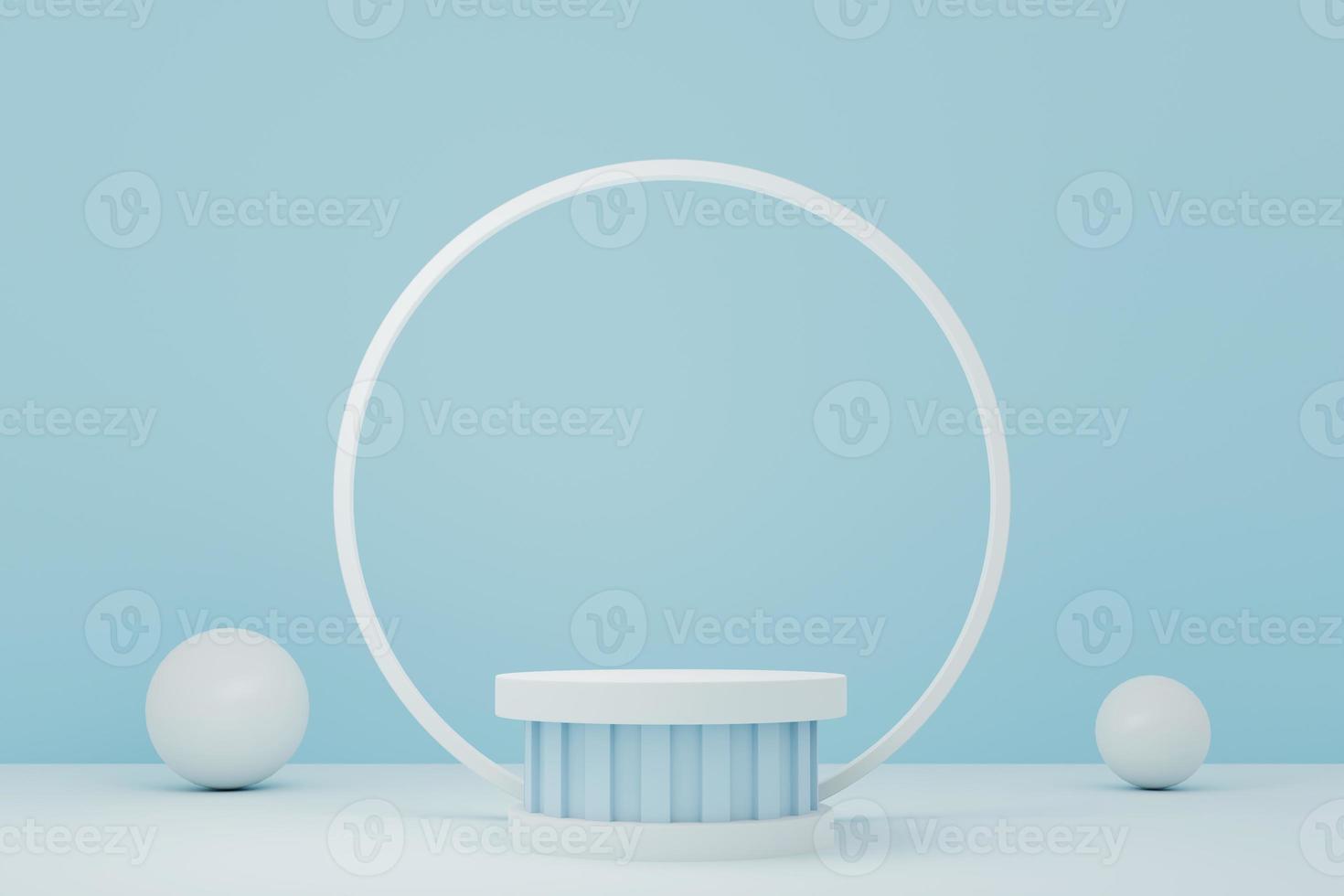 3D Rendering Abstract background with realistic basic geometry cylinder pedestal podium. Minimal scene for product display presentation and exhibition mockup photo