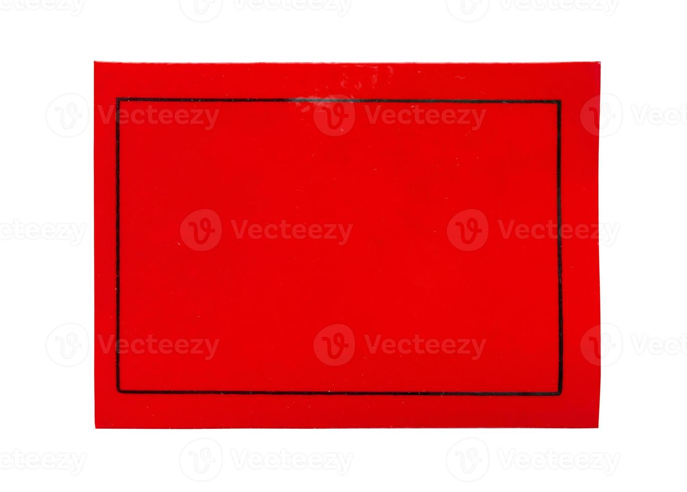 Red paper sticker label isolated on white background photo