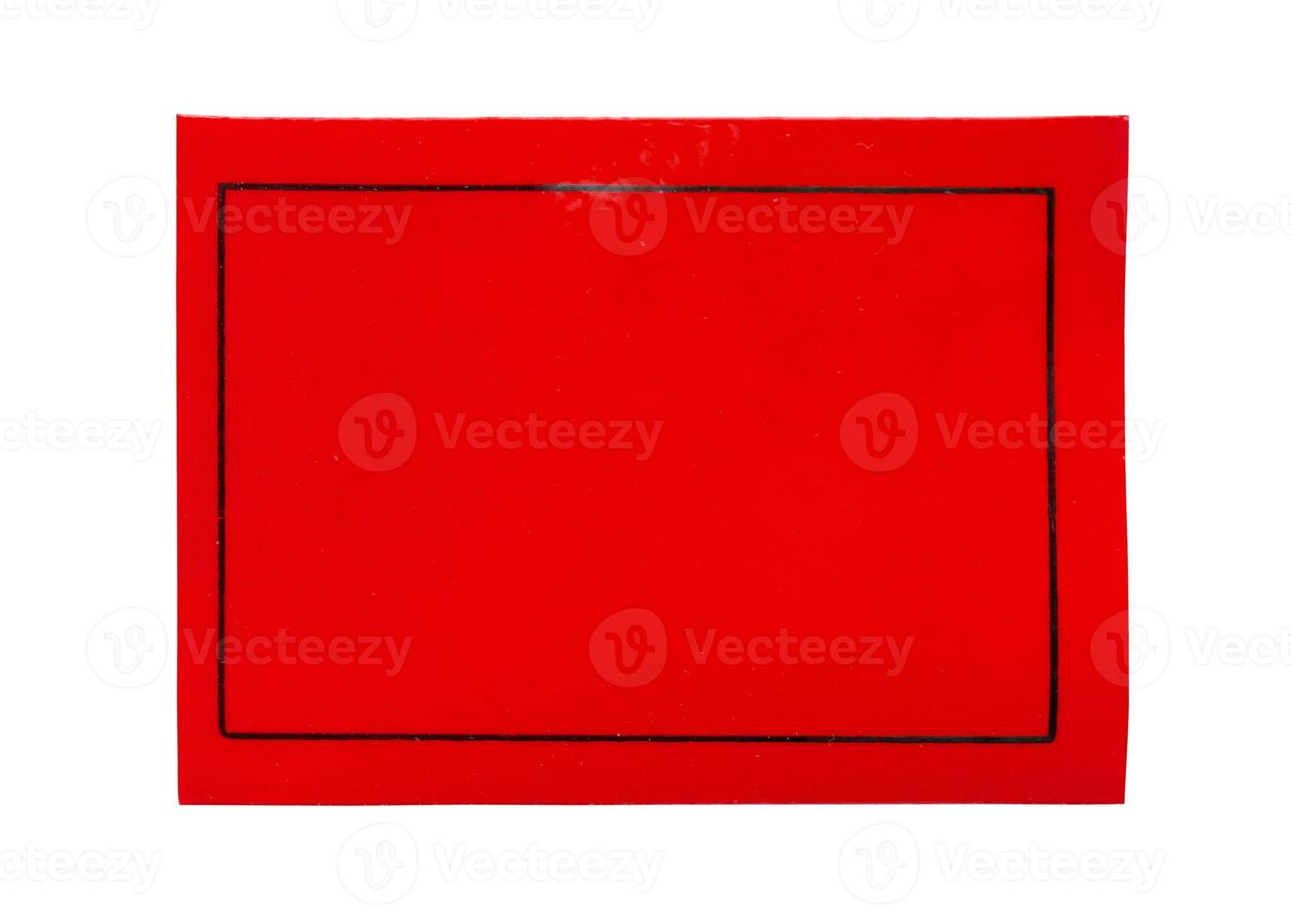 Red paper sticker label isolated on white background photo