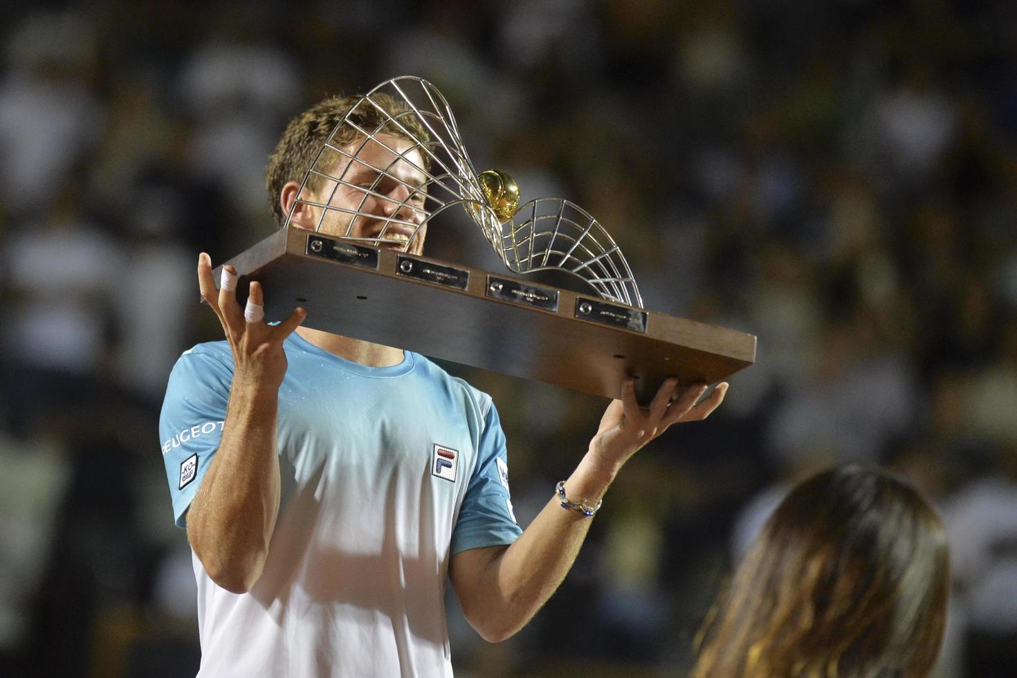 rio de janeiro, brasil - 25 de febrero de 2017 - juego final diego schwartzman arg durante el rio open 2018 celebrado en el jockey club brasileiro. foto