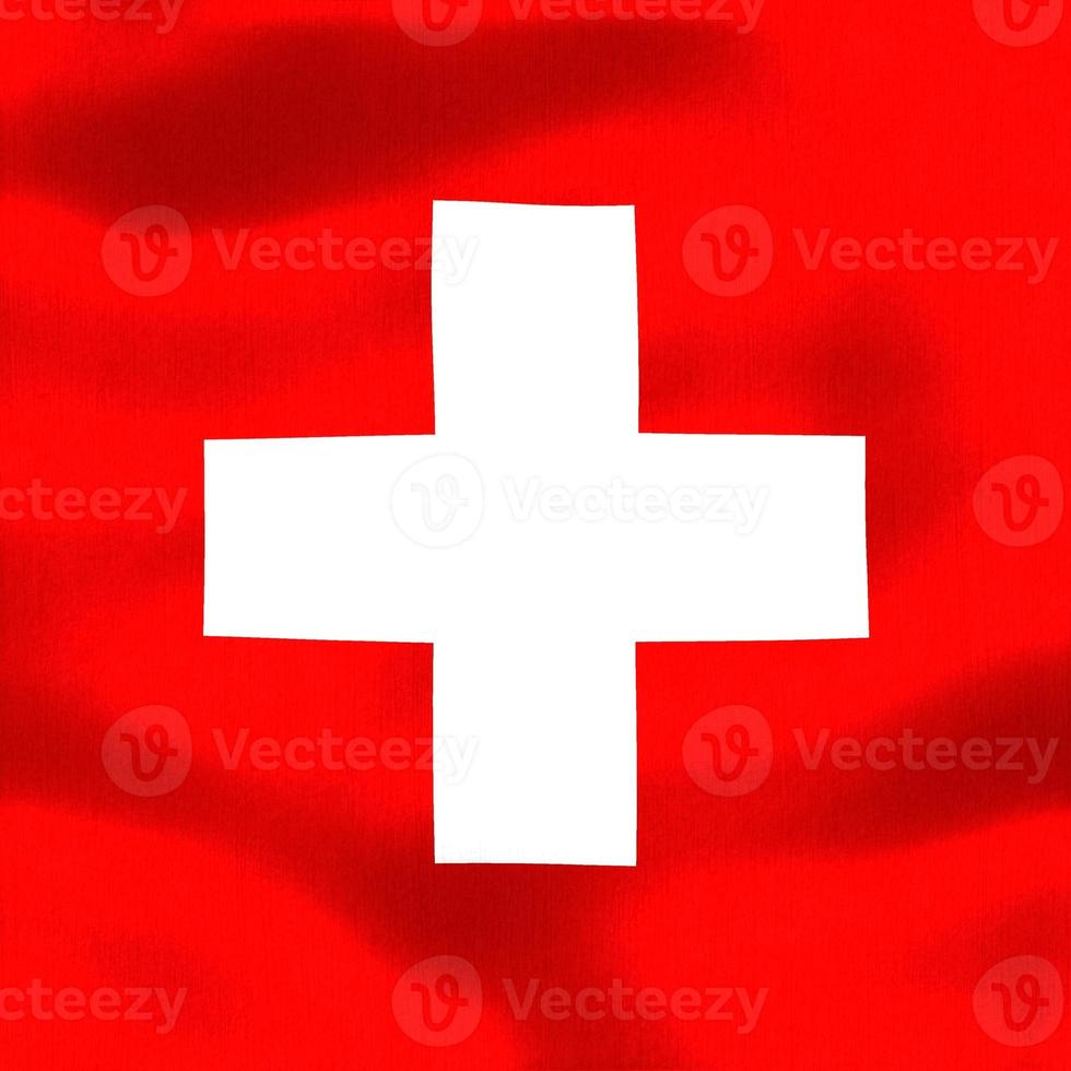 Swiss flag - realistic waving fabric flag photo