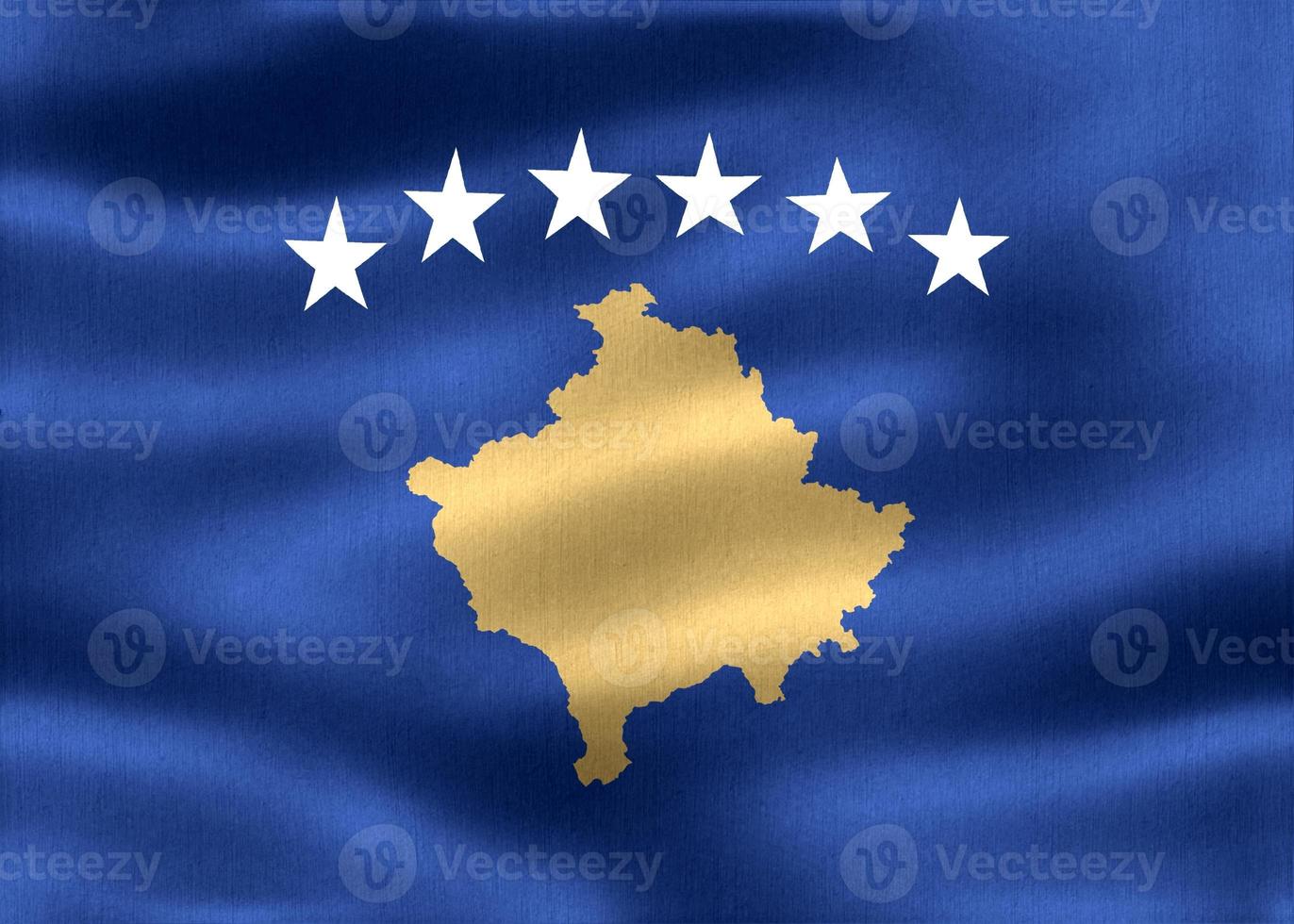 3D-Illustration of a Kosovo flag - realistic waving fabric flag photo