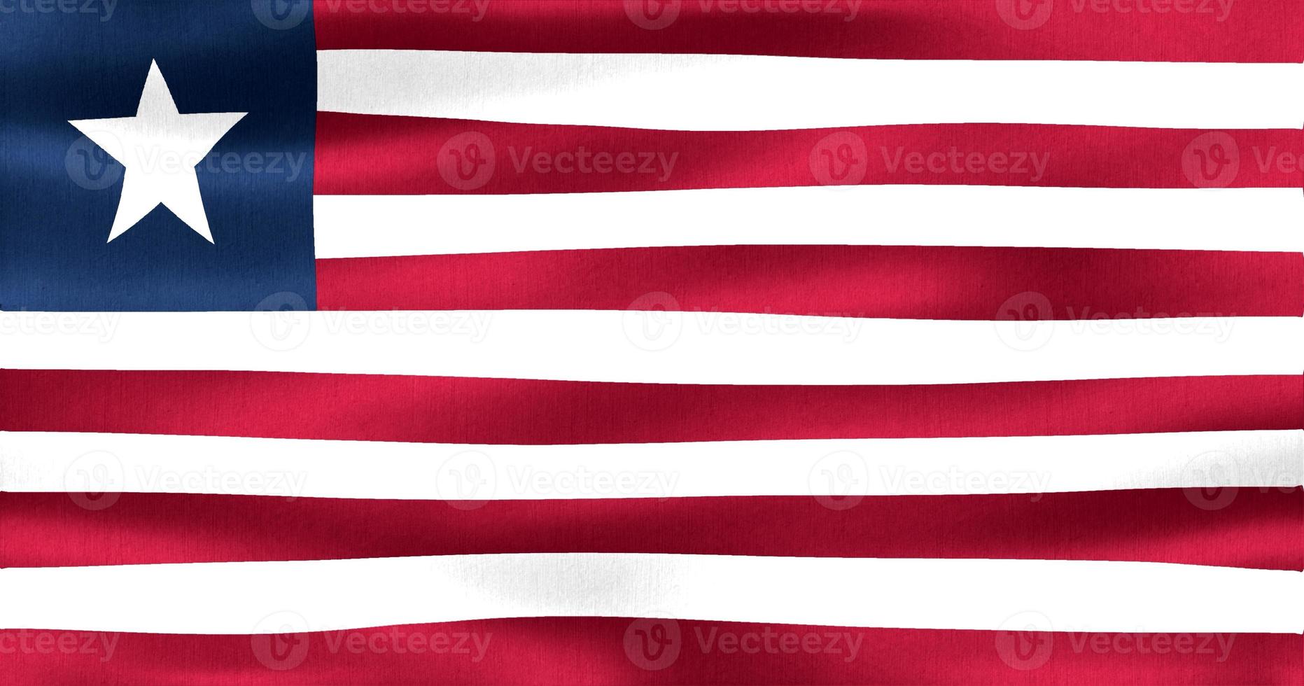 Ilustración 3d de una bandera de liberia - bandera de tela ondeante realista foto
