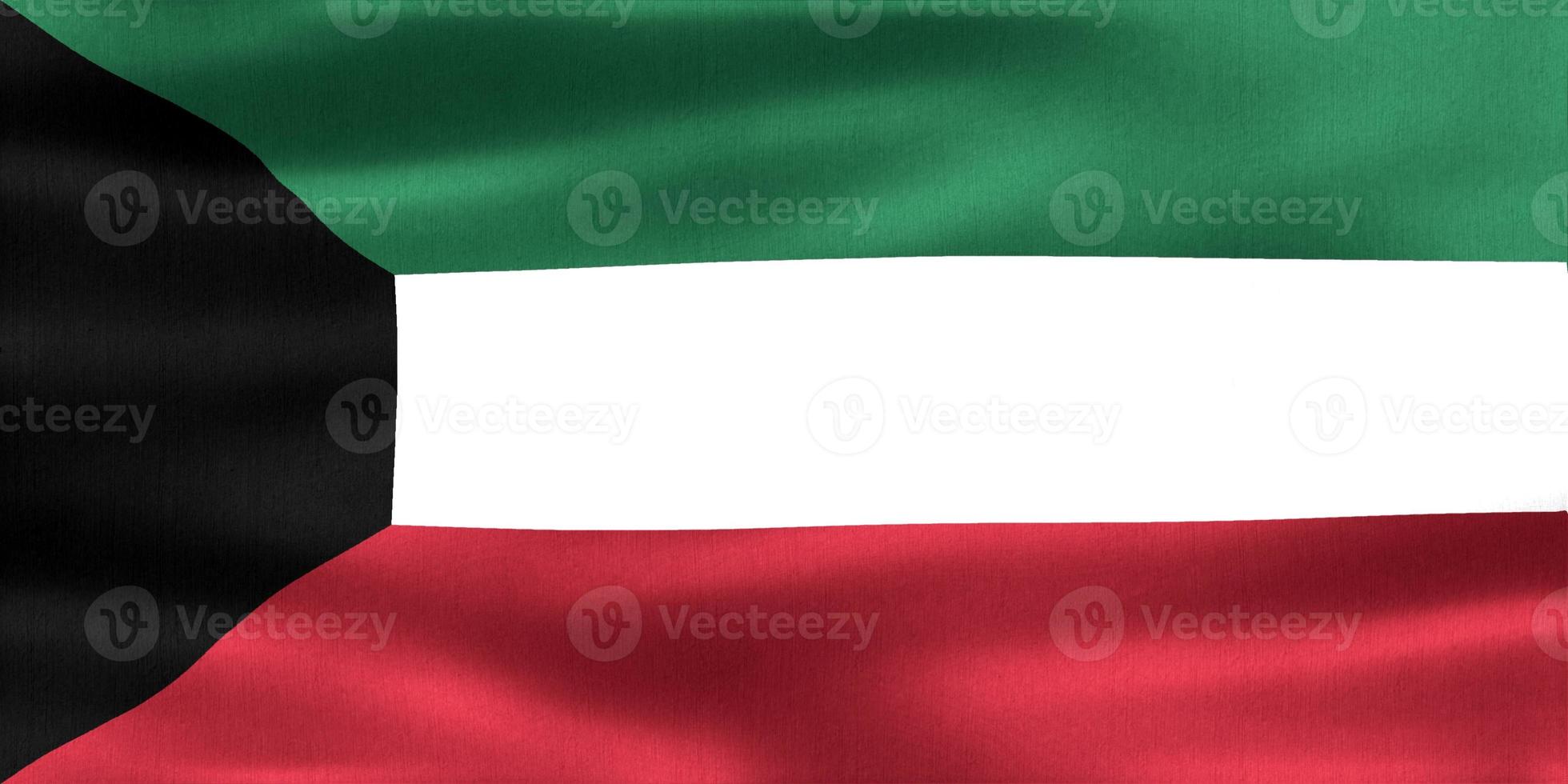 3D-Illustration of a Kuwait flag - realistic waving fabric flag photo