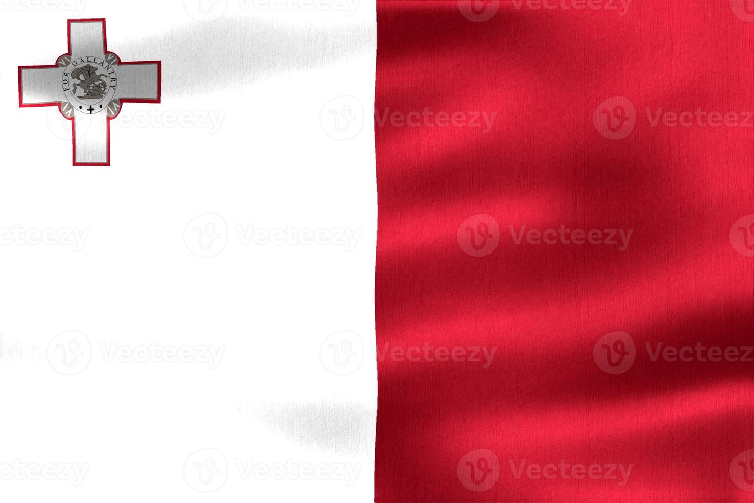 3D-Illustration of a Malta flag - realistic waving fabric flag photo