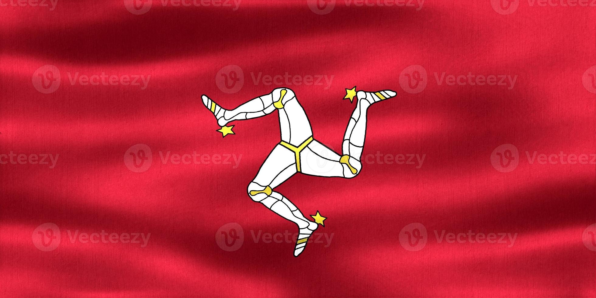 3D-Illustration of a Isle of Man flag - realistic waving fabric flag photo