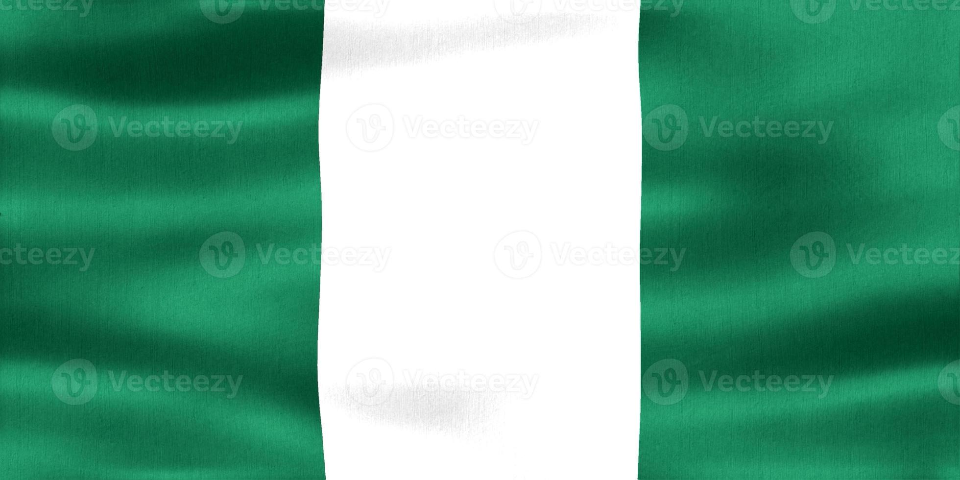 Ilustración 3d de una bandera de nigeria - bandera de tela ondeante realista foto