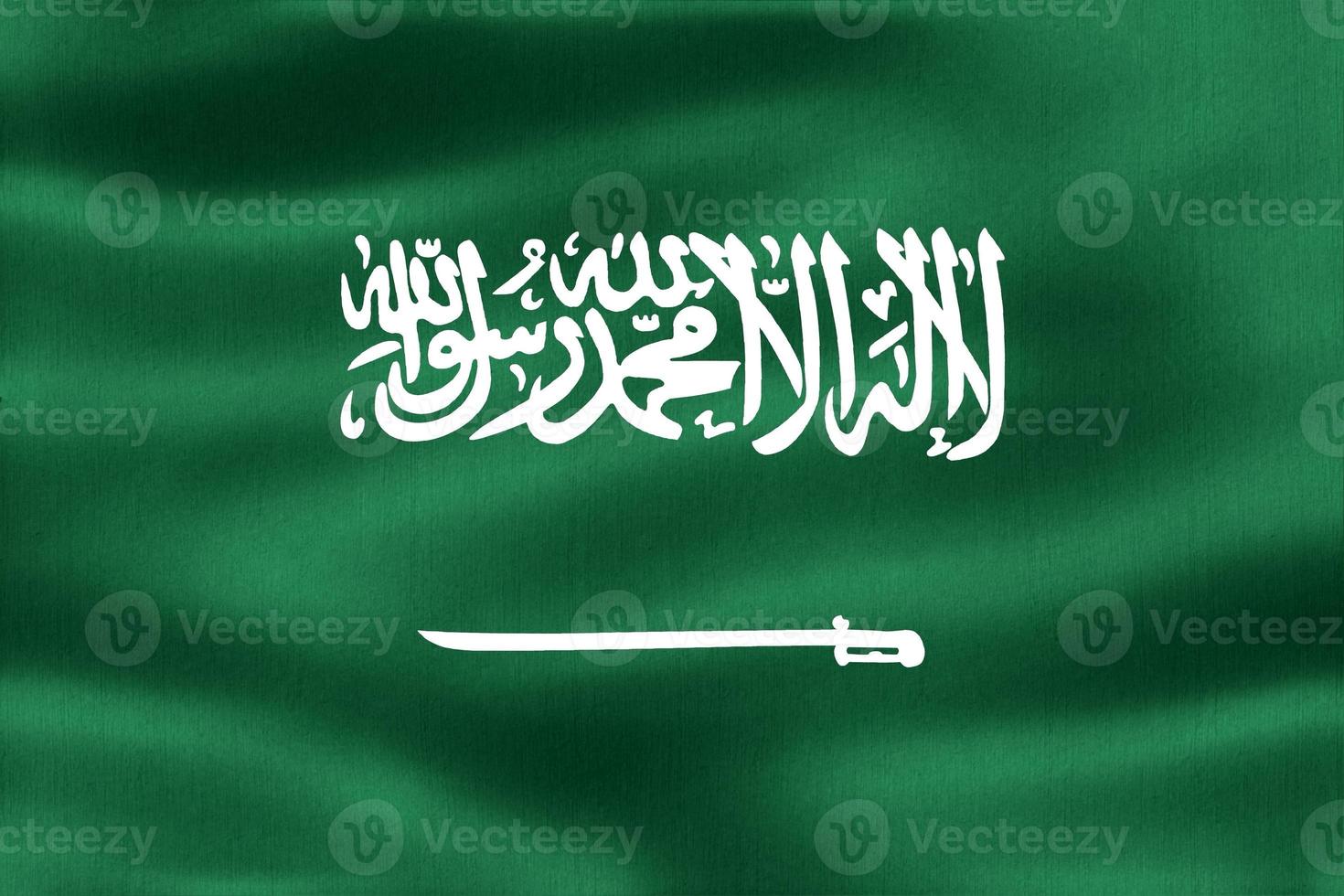 Ilustración 3d de una bandera de arabia saudita - bandera de tela ondeante realista foto