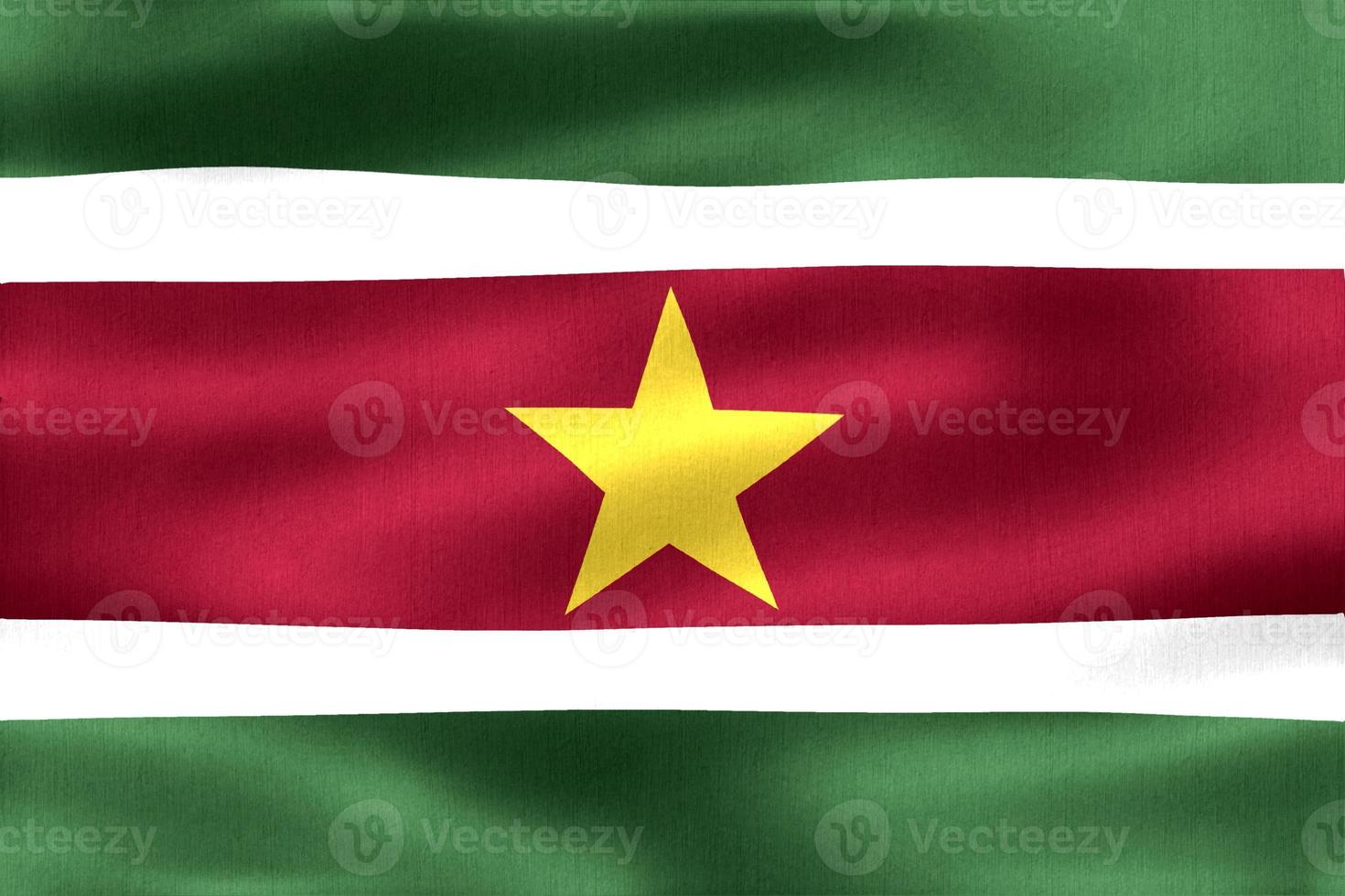 3D-Illustration of a Suriname flag - realistic waving fabric flag photo