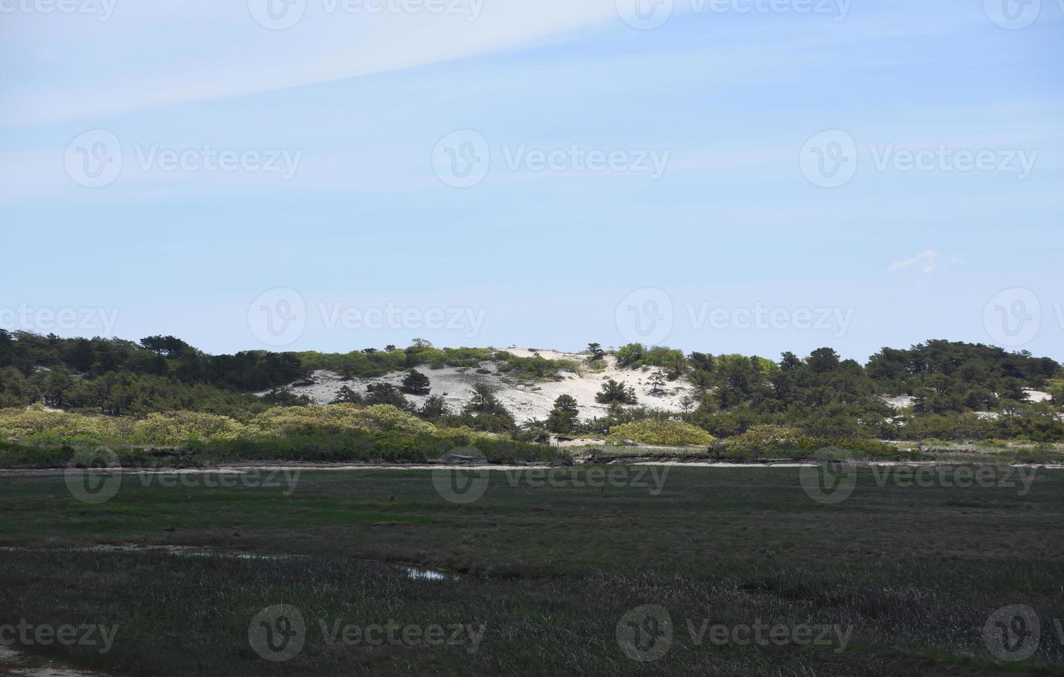 dunas de arena colindantes con tierras de marea en el cabo exterior foto