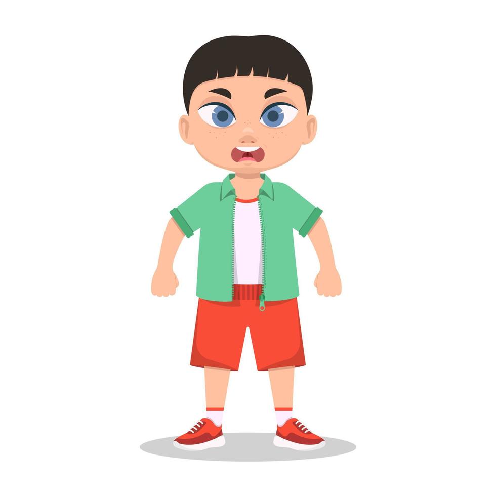 Cute boy, angry vector