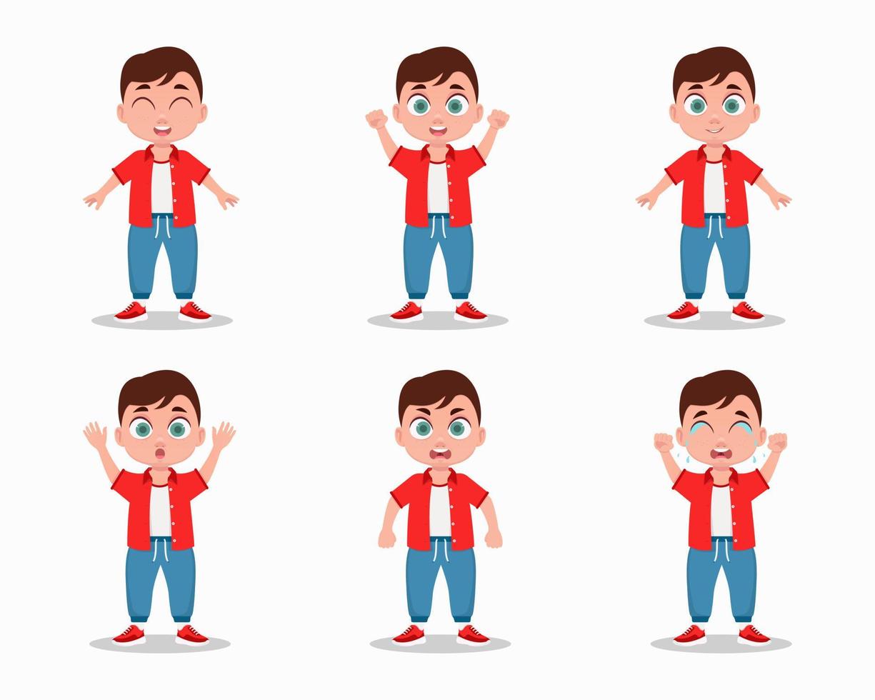 Boy emotions set vector