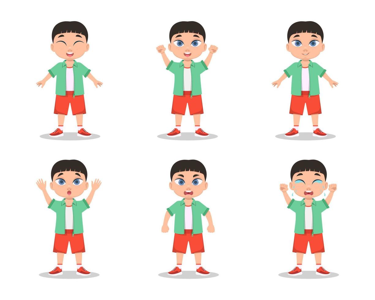 Boy emotions set vector