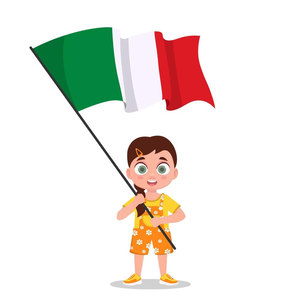 chica con la bandera de italia vector