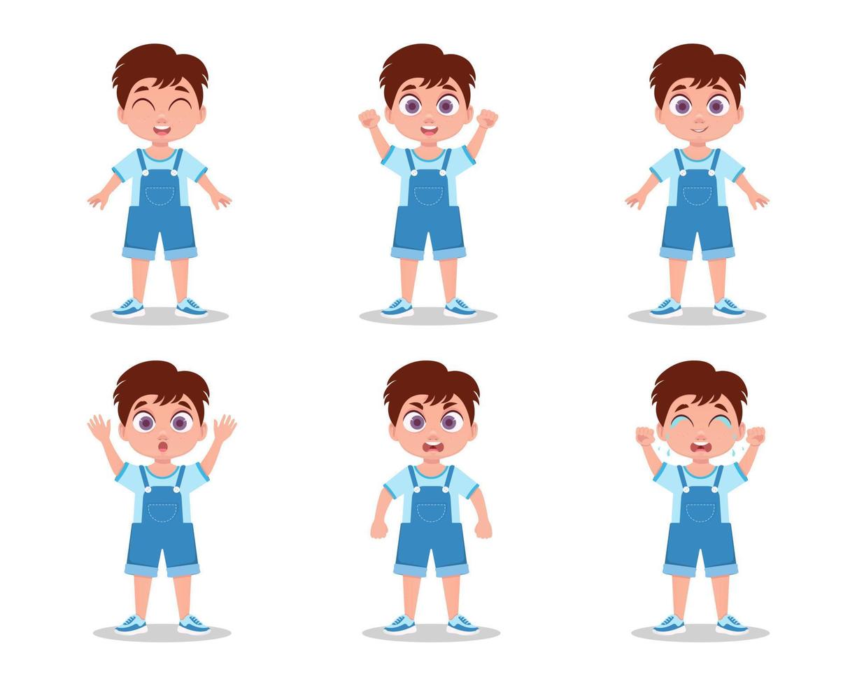Boy emotions set vector