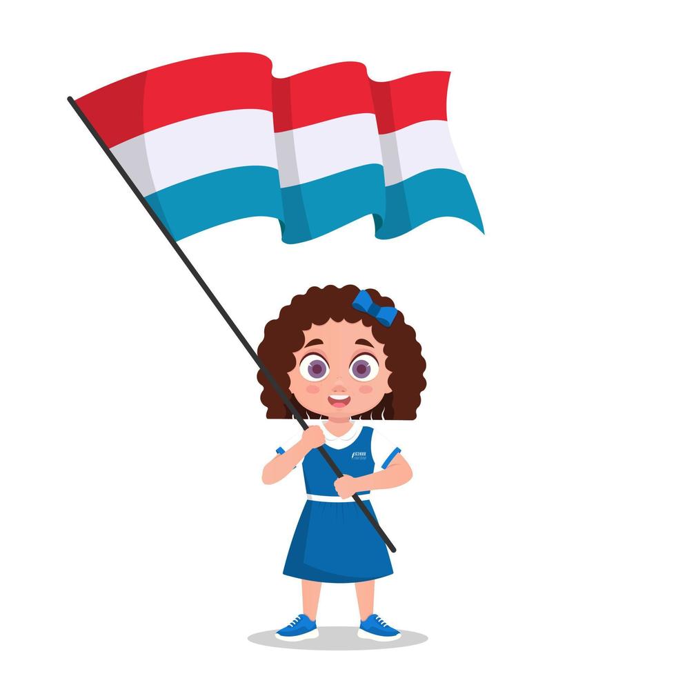 niño con bandera de luxemburgo. ilustración vectorial vector