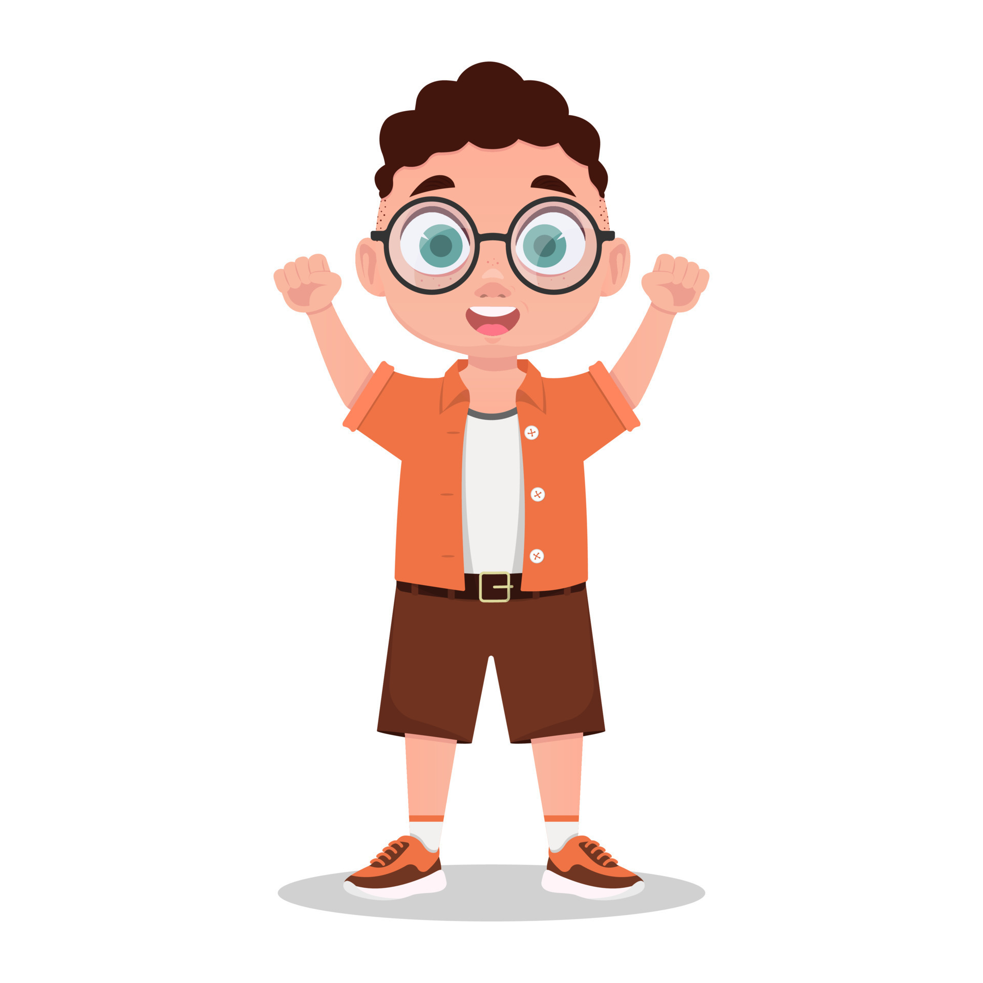 Joyful child. Cheerful boy with glasses 12569242 Vector Art at Vecteezy