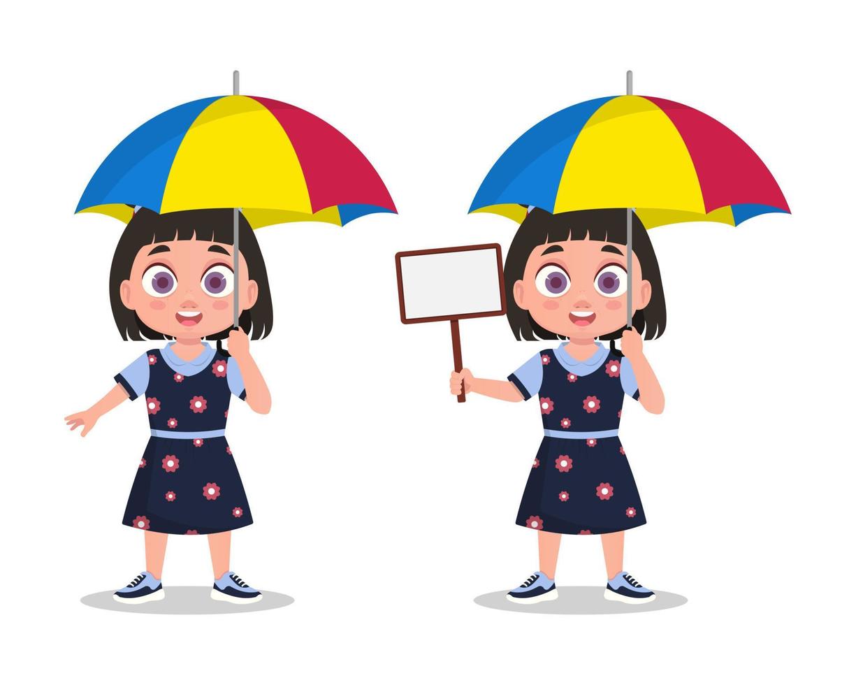 Girl under an umbrella vector