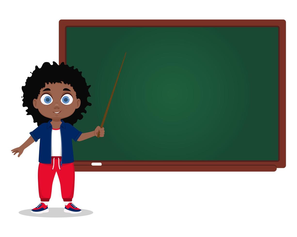 The boy answers, the schoolboy. School board vector