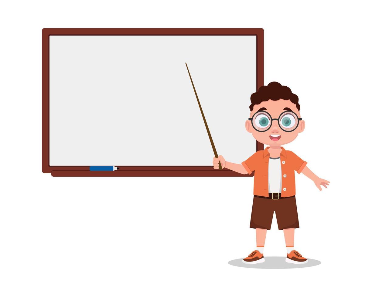 boy The boy answers, the schoolboy. School board vector