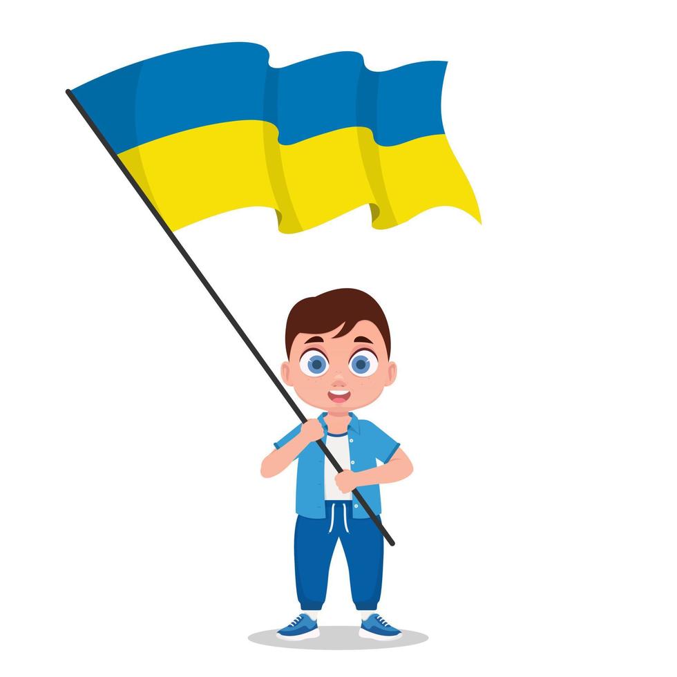 Child with the flag of Ukraine vector