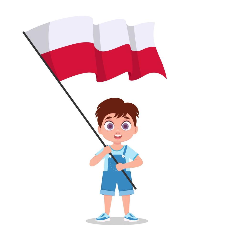 niño con la bandera de polonia vector