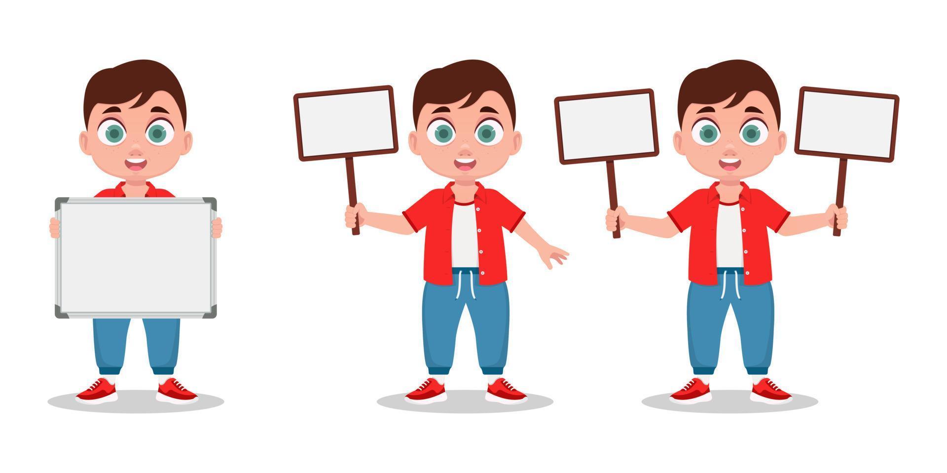 The child is holding a small board vector