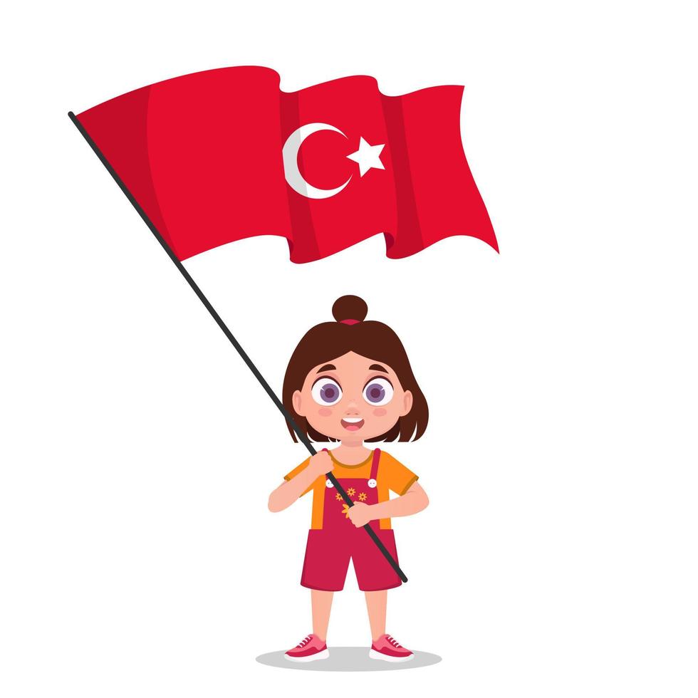 chica con la bandera de turquía vector