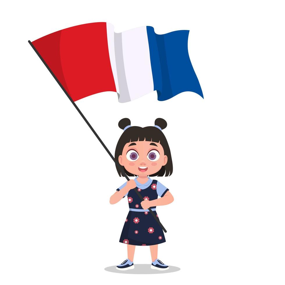 Girl with the flag of France vector