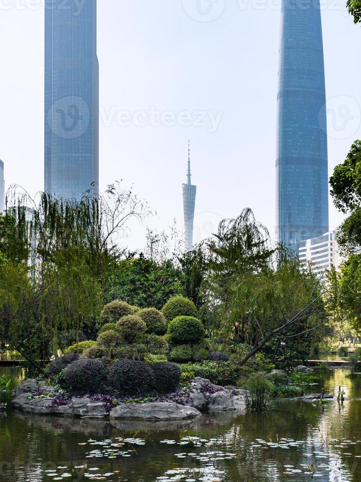 pond in Zhujiang public park in Guangzhou city photo