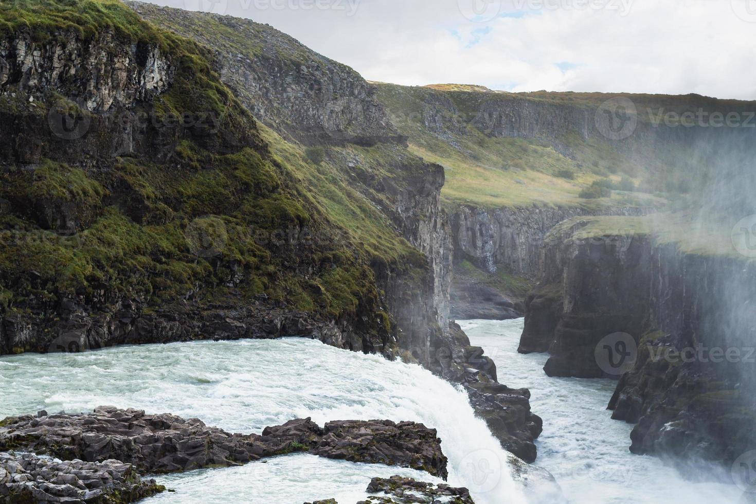 view of Gullfoss waterfall in autumn day photo