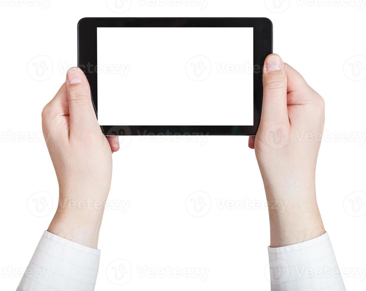 businessman hands holding touchpad photo