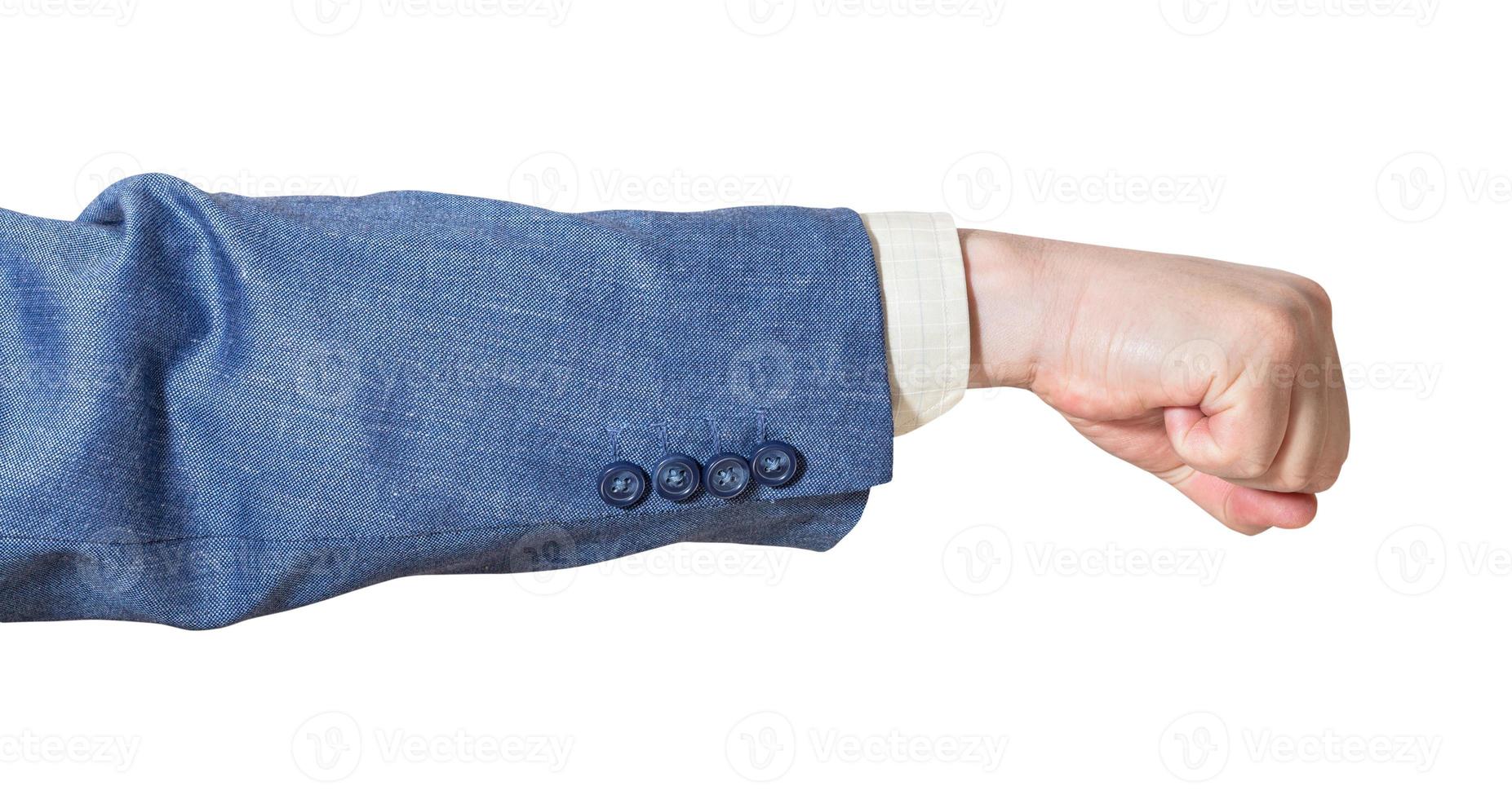 gesto de la mano - el hombre golpea aislado en blanco foto