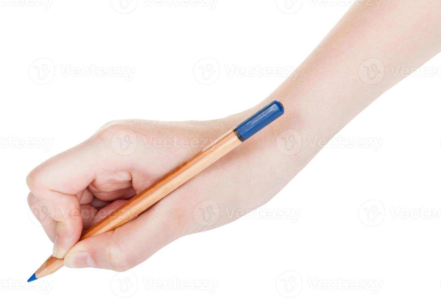 hand paints by wood blue pencil isolated photo