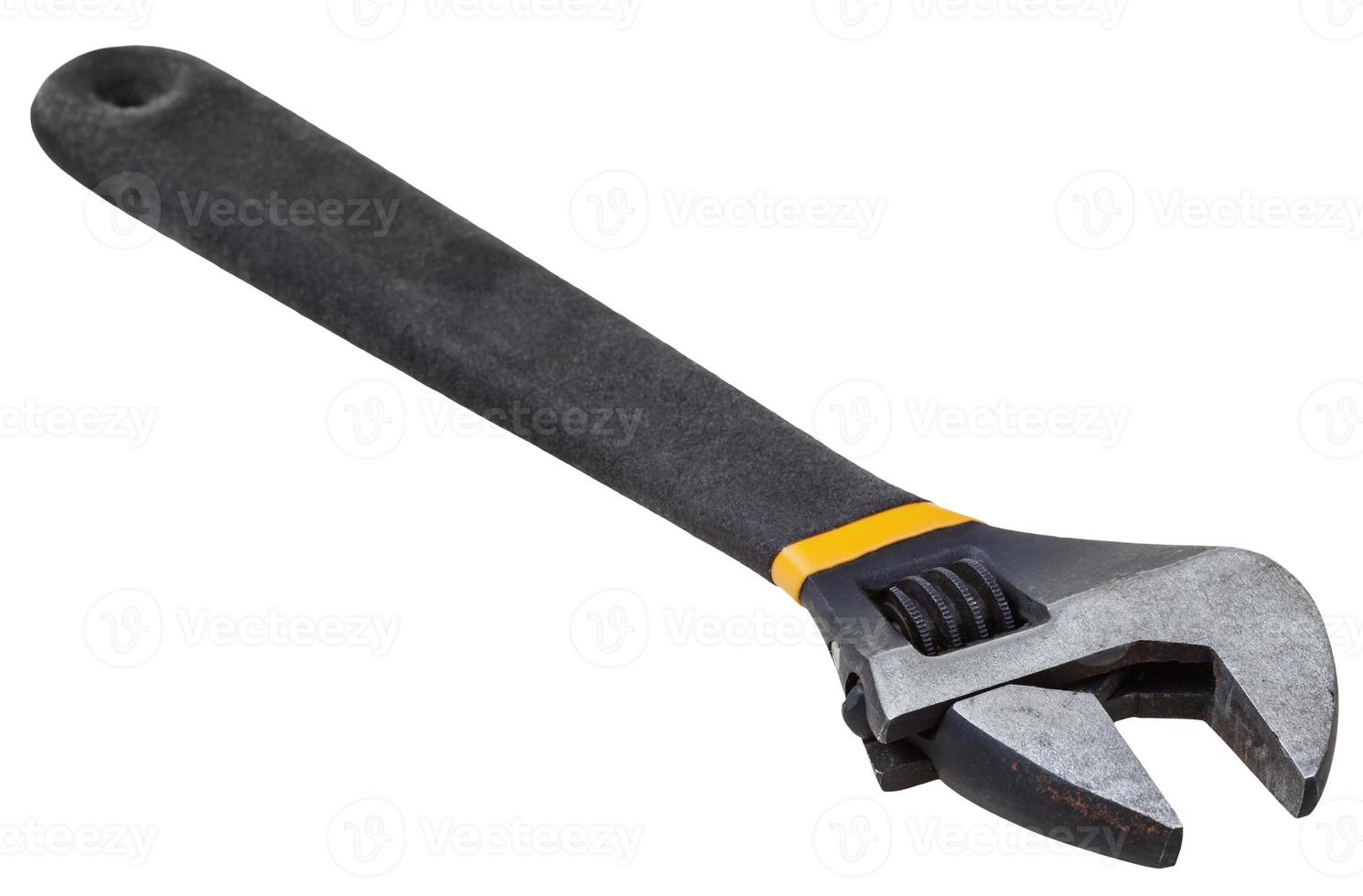 black steel adjustable wrench isolated photo