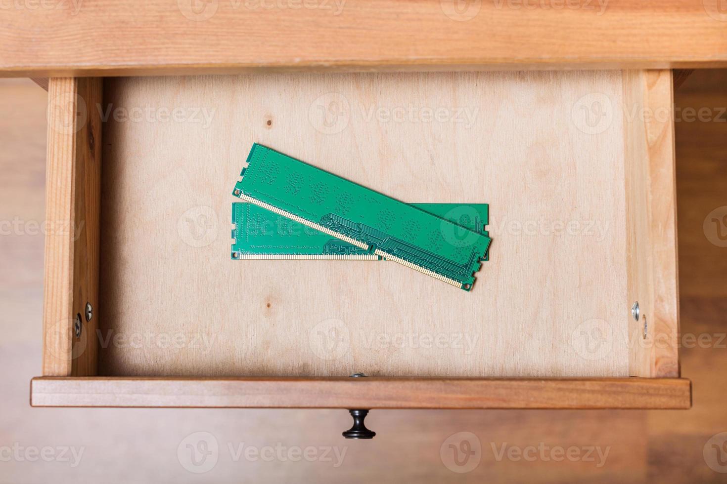 Computer Memory planks in open drawer photo