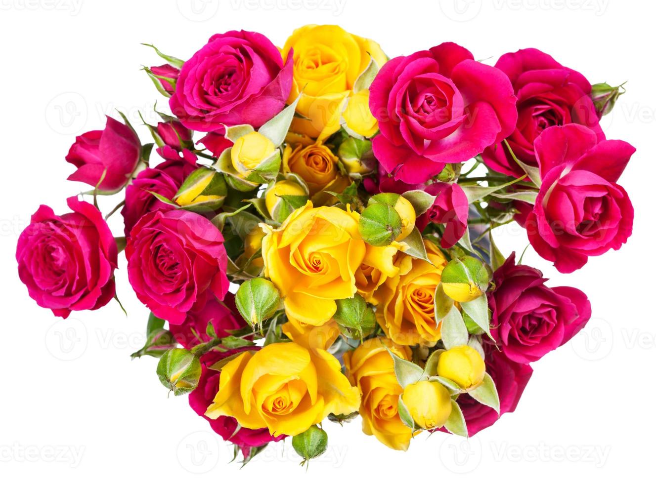 bunch of pink and yellow rose spray flowers photo