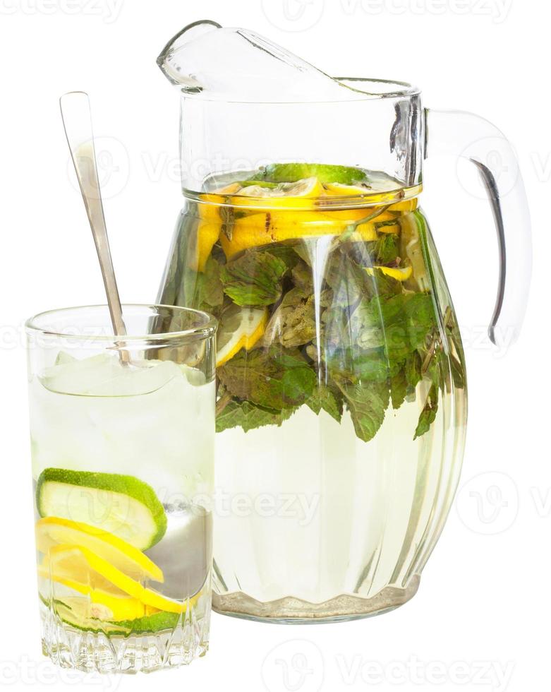 side view of pitcher and tumbler with lemonade photo