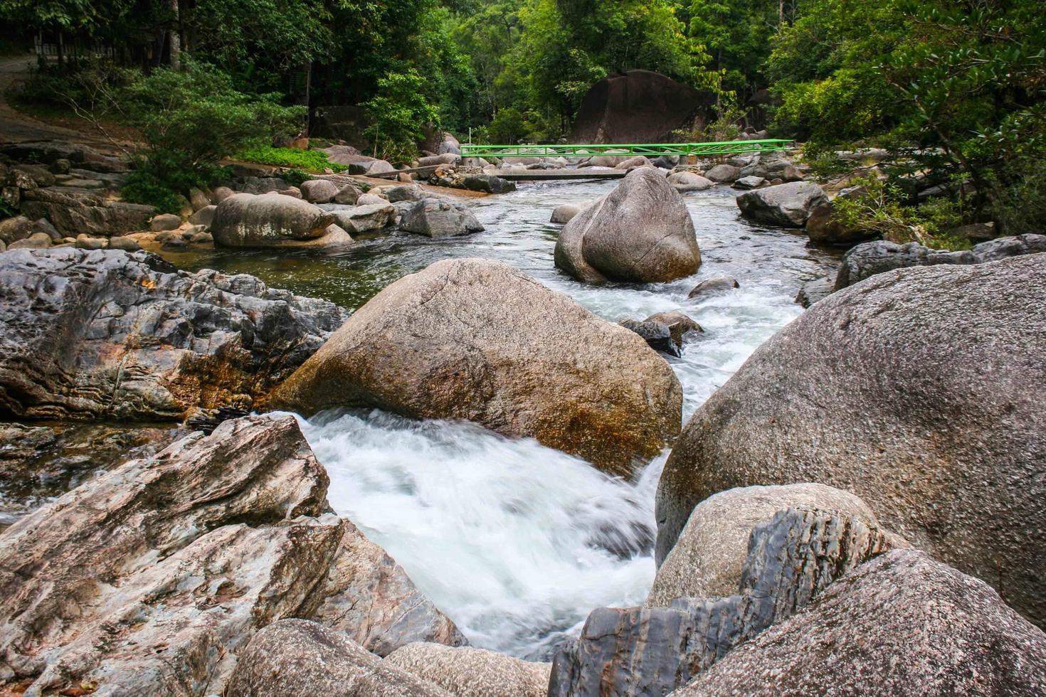 Big stone rock and waterfall beauty nature in south Thailand 2 photo