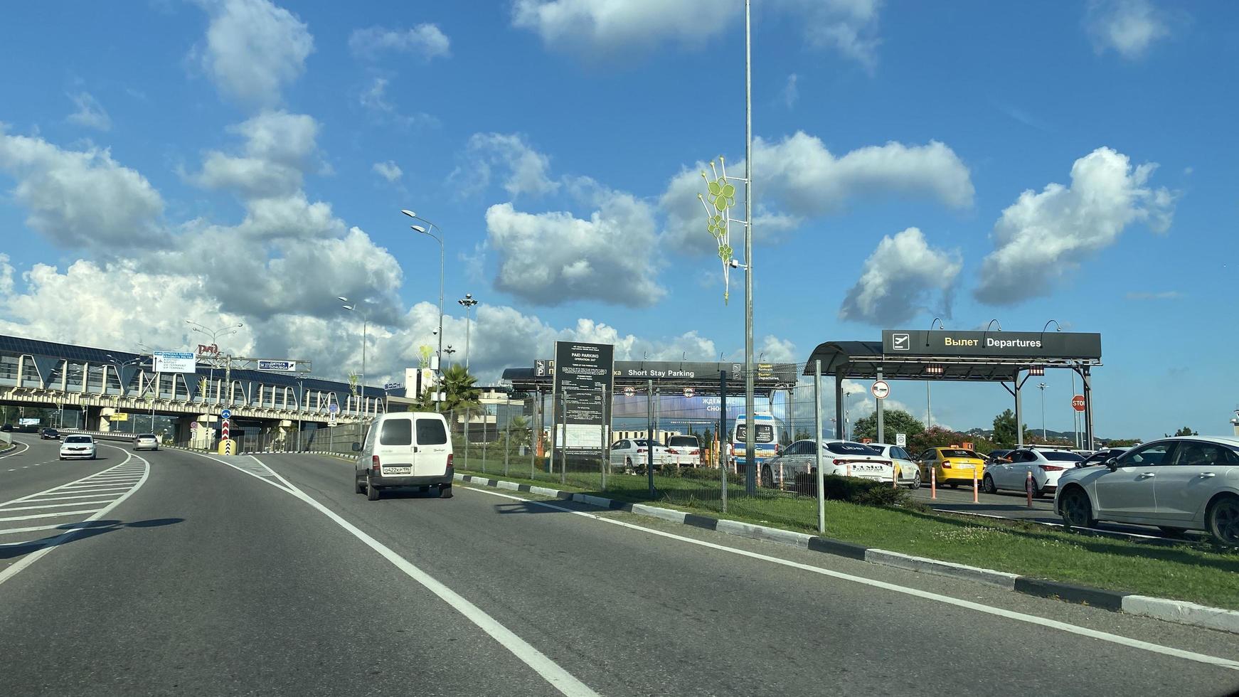 Sochi, Russia - July 27, 2022 Urban landscape with a view of the airport infrastructure photo