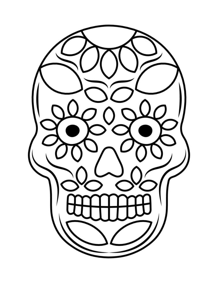 Skull coloring pages for beginners vector