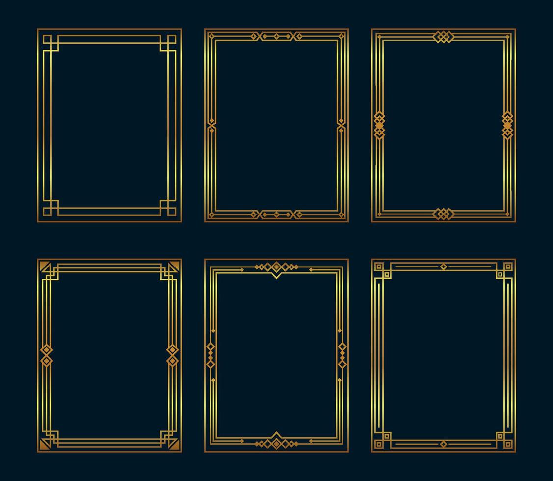 Gold frames in vintage geometric style vector