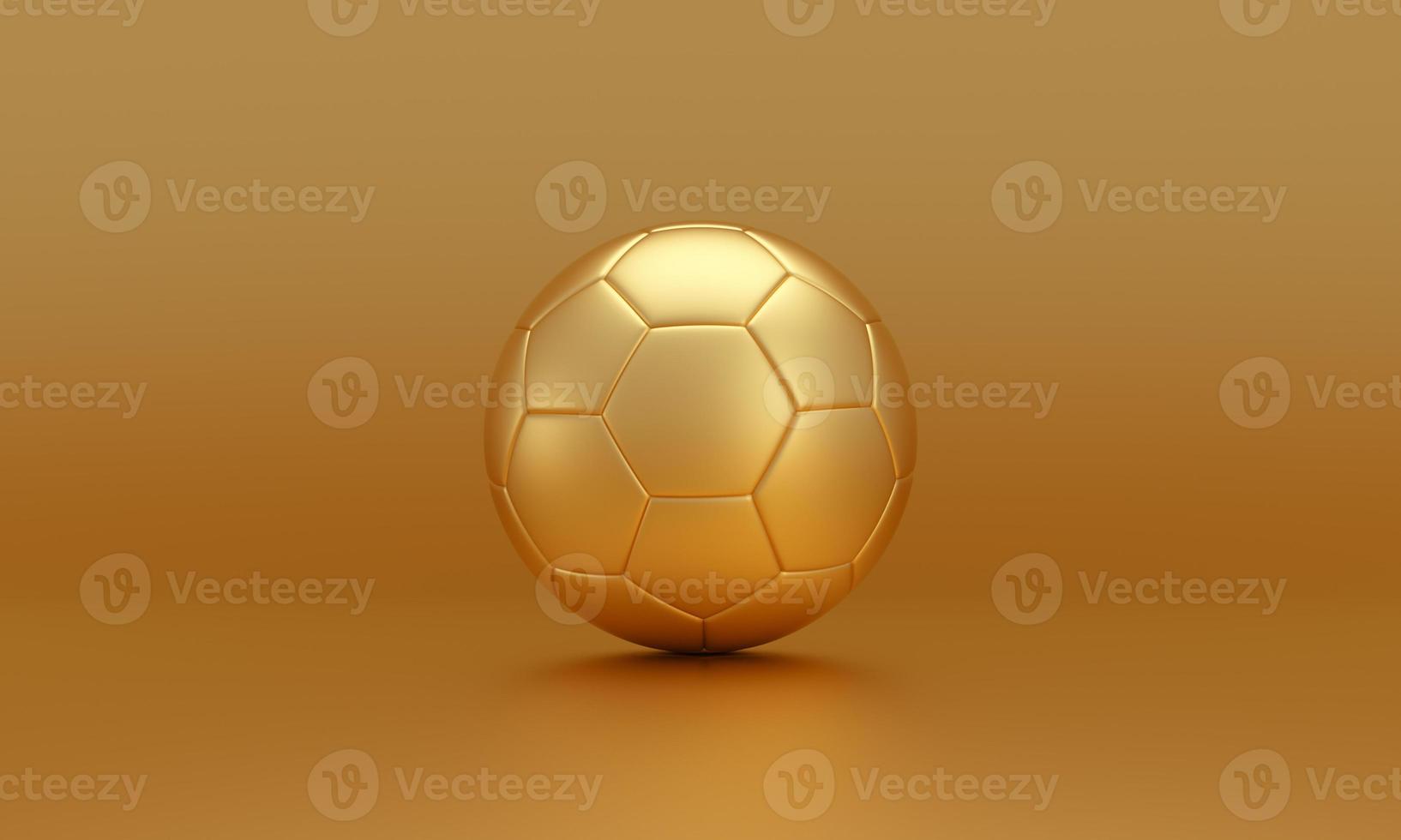 Golden soccer ball isolated on gold background. photo