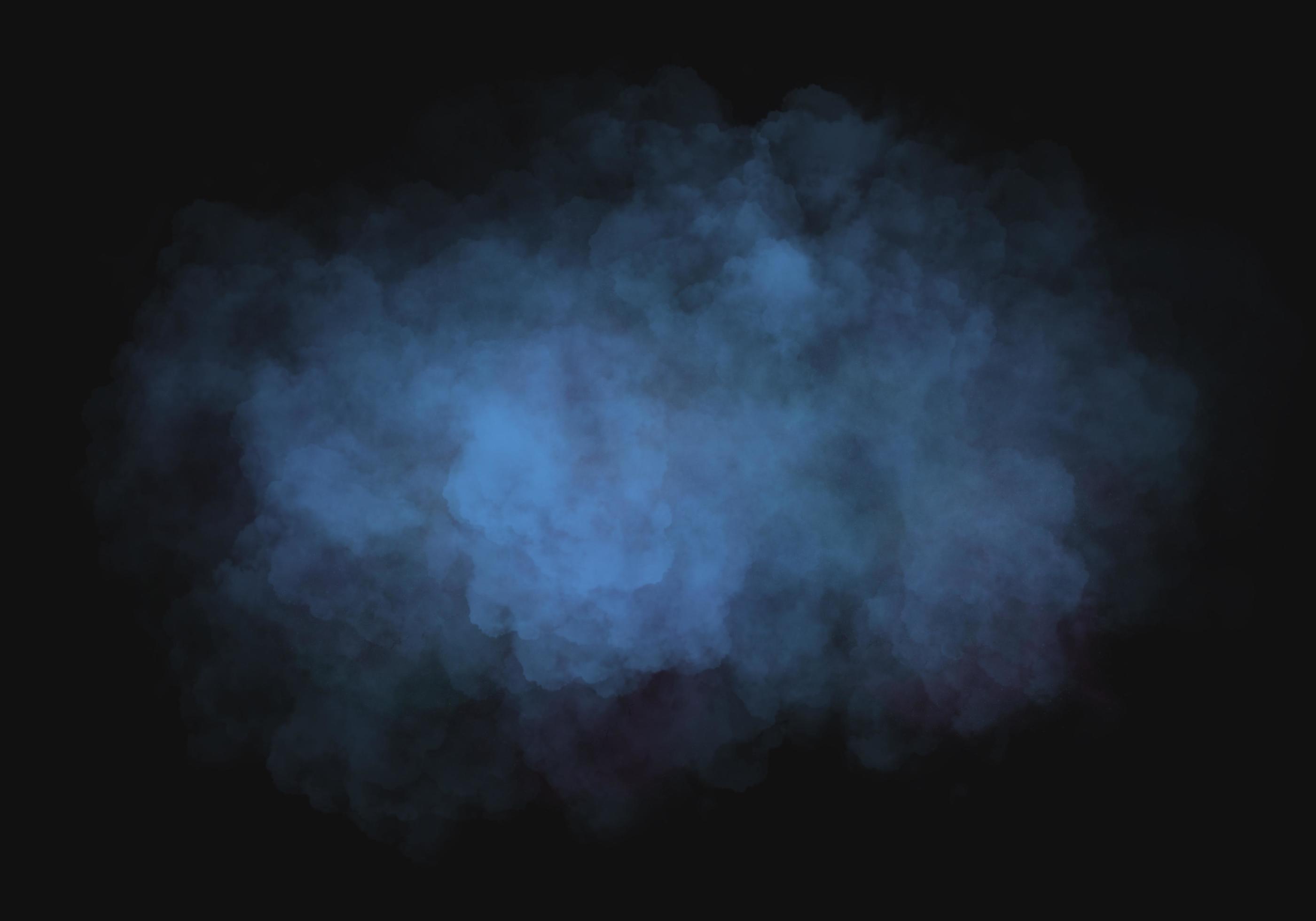blue nebula haze watercolor splash painted on black background, dark
