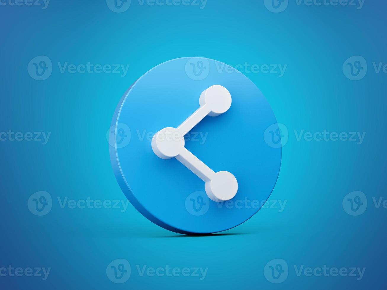 Share icon 3d isometric isolated background. Blue Round shape Web Design Graphic. Notification Icon 3d illustration photo